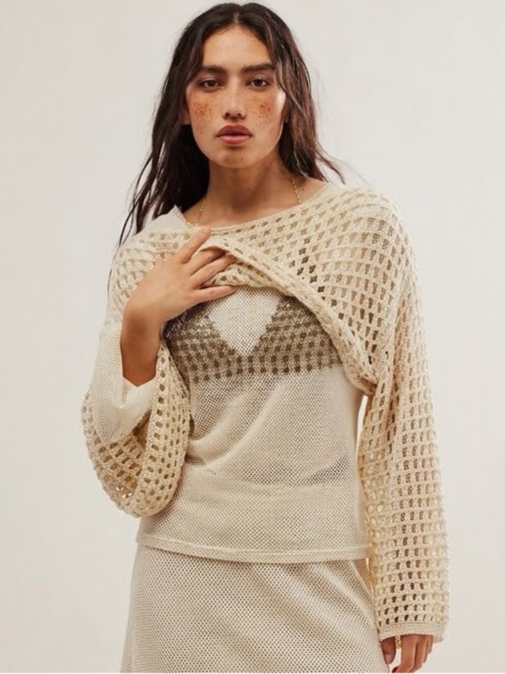 NWT Free People Schools Out Body Chainmail Gold Metallic Bralette Festival O/S